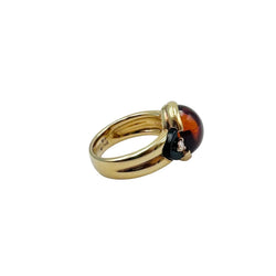 Bague Solitaire en or jaune, citrine, onyx et diamants - Castafiore