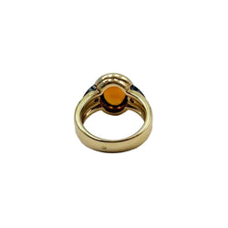 Bague Solitaire en or jaune, citrine, onyx et diamants - Castafiore