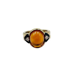 Bague Solitaire en or jaune, citrine, onyx et diamants - Castafiore