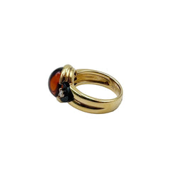 Bague Solitaire en or jaune, citrine, onyx et diamants - Castafiore