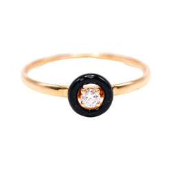 Bague Solitaire en or jaune, émail et diamant - Castafiore