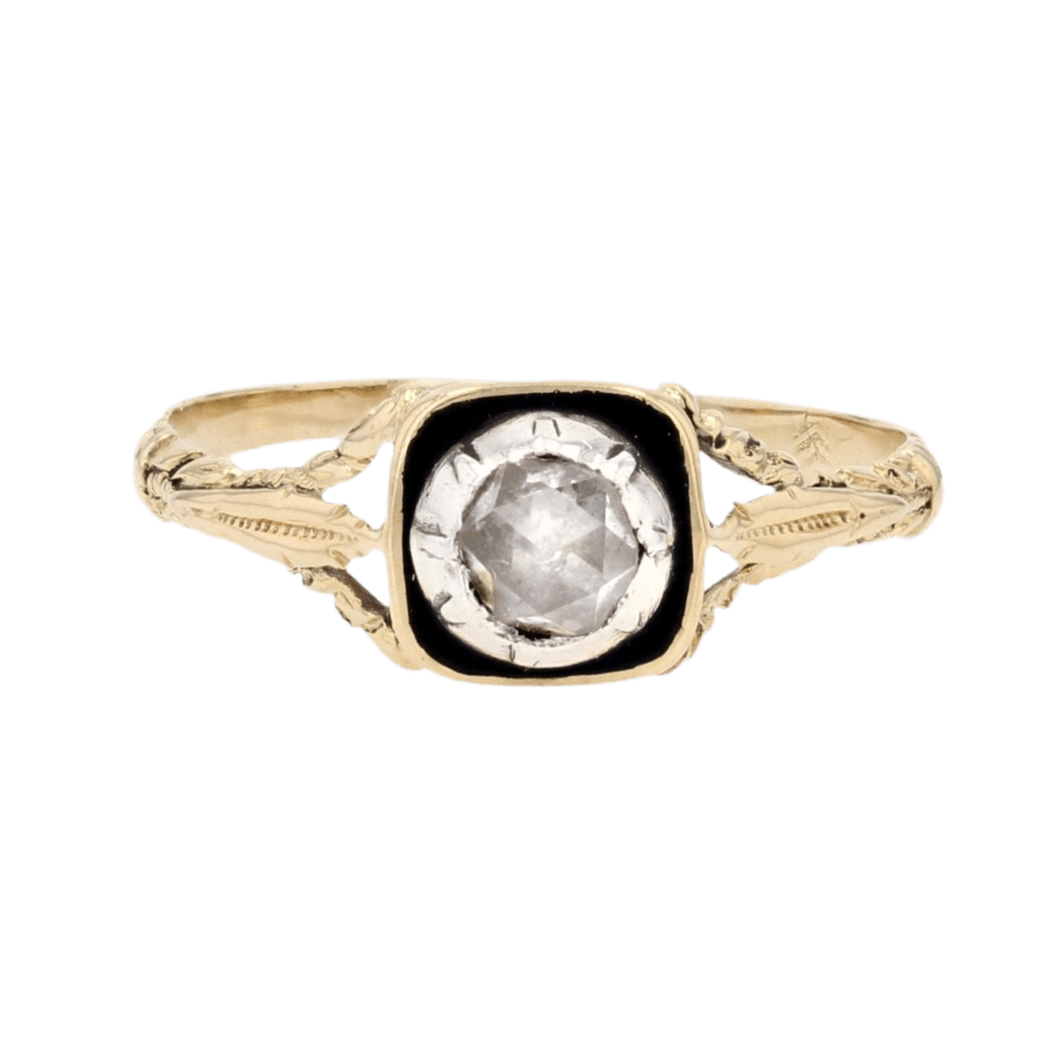 Bague Solitaire en or jaune, émail et diamant - Castafiore