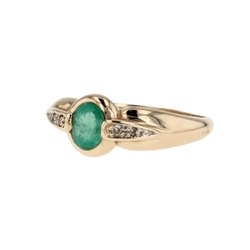 Bague Solitaire en or jaune, émeraude et diamants - Castafiore