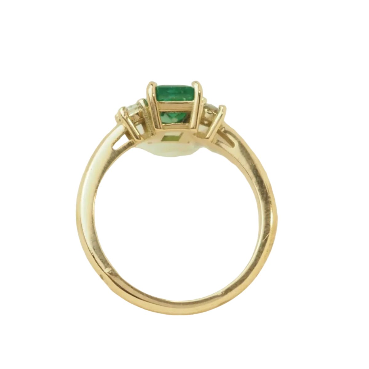 Bague Solitaire en or jaune, émeraude et diamants - Castafiore
