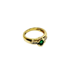 Bague Solitaire en or jaune, émeraude et diamants - Castafiore