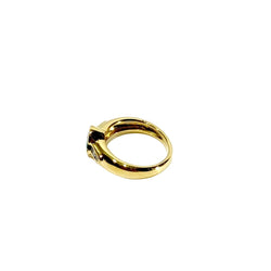 Bague Solitaire en or jaune, émeraude et diamants - Castafiore
