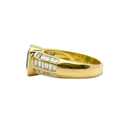 Bague Solitaire en or jaune, émeraude et diamants - Castafiore