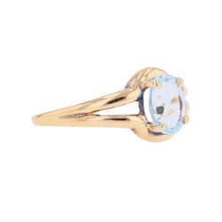 Bague Solitaire en or jaune et aigue-marine - Castafiore