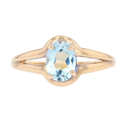 Bague Solitaire en or jaune et aigue-marine - Castafiore