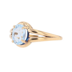 Bague Solitaire en or jaune et aigue-marine - Castafiore