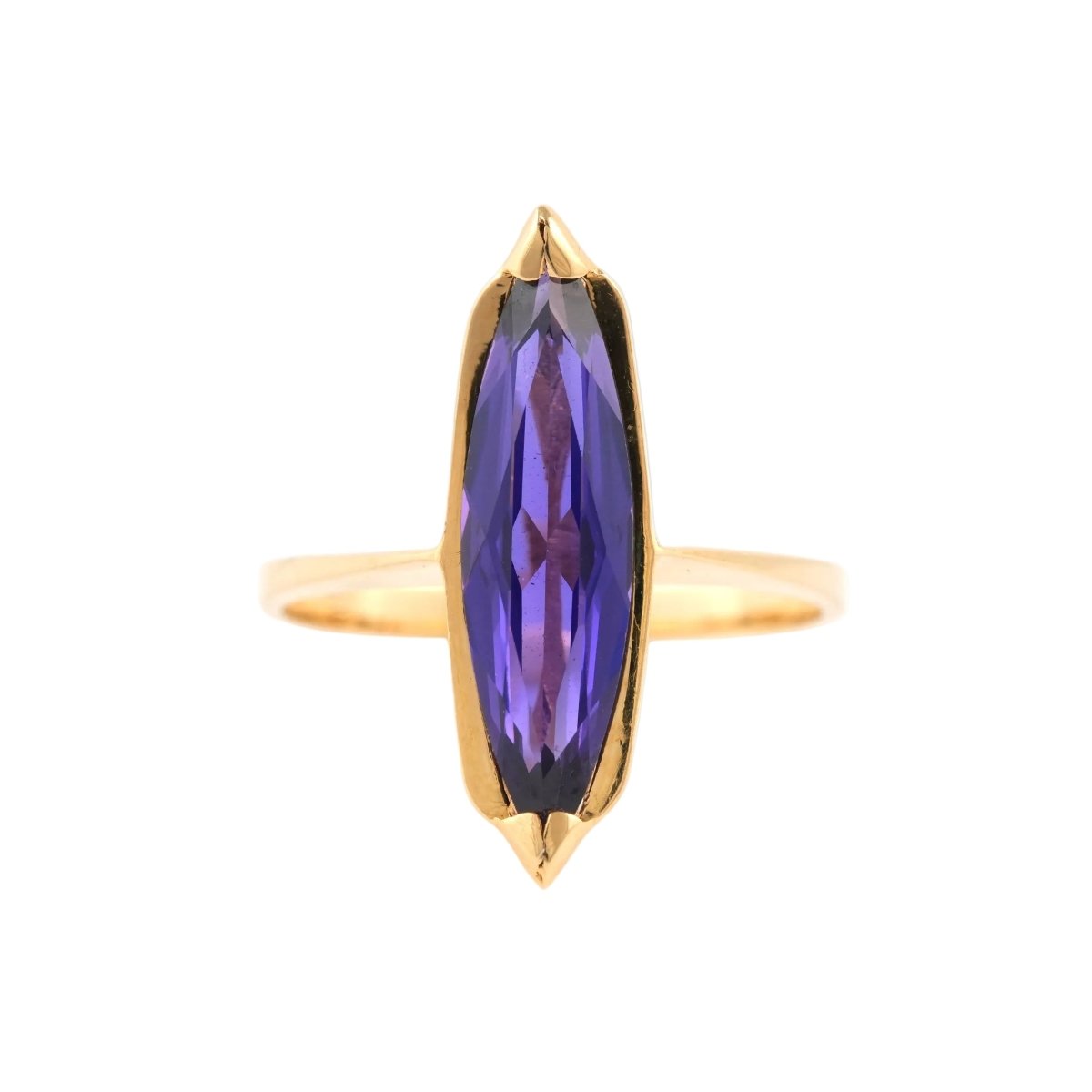 Bague Solitaire en or jaune et améthyste - Castafiore