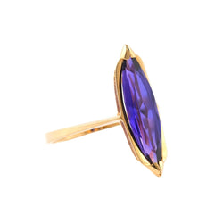 Bague Solitaire en or jaune et améthyste - Castafiore