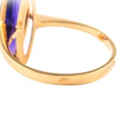 Bague Solitaire en or jaune et améthyste - Castafiore