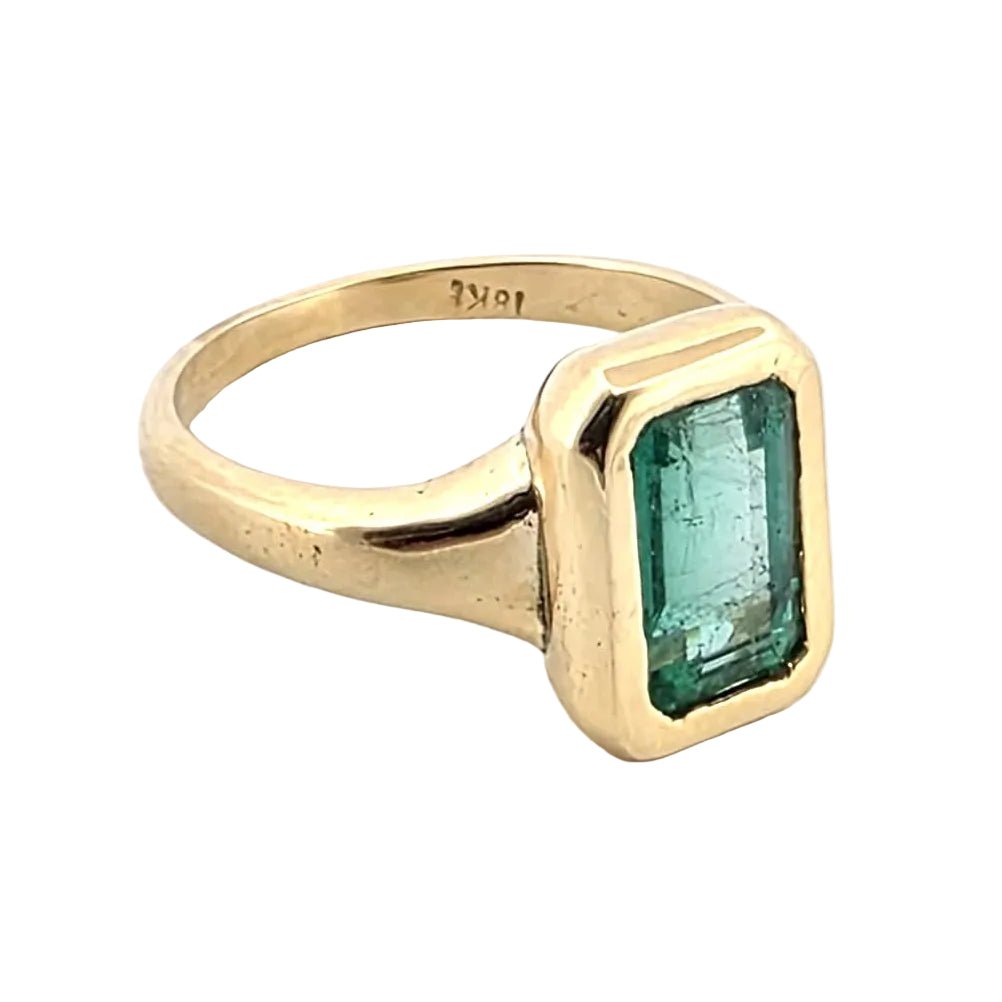 Bague Solitaire en or jaune et émeraude - Castafiore