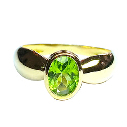 Bague Solitaire en or jaune et péridot - Castafiore