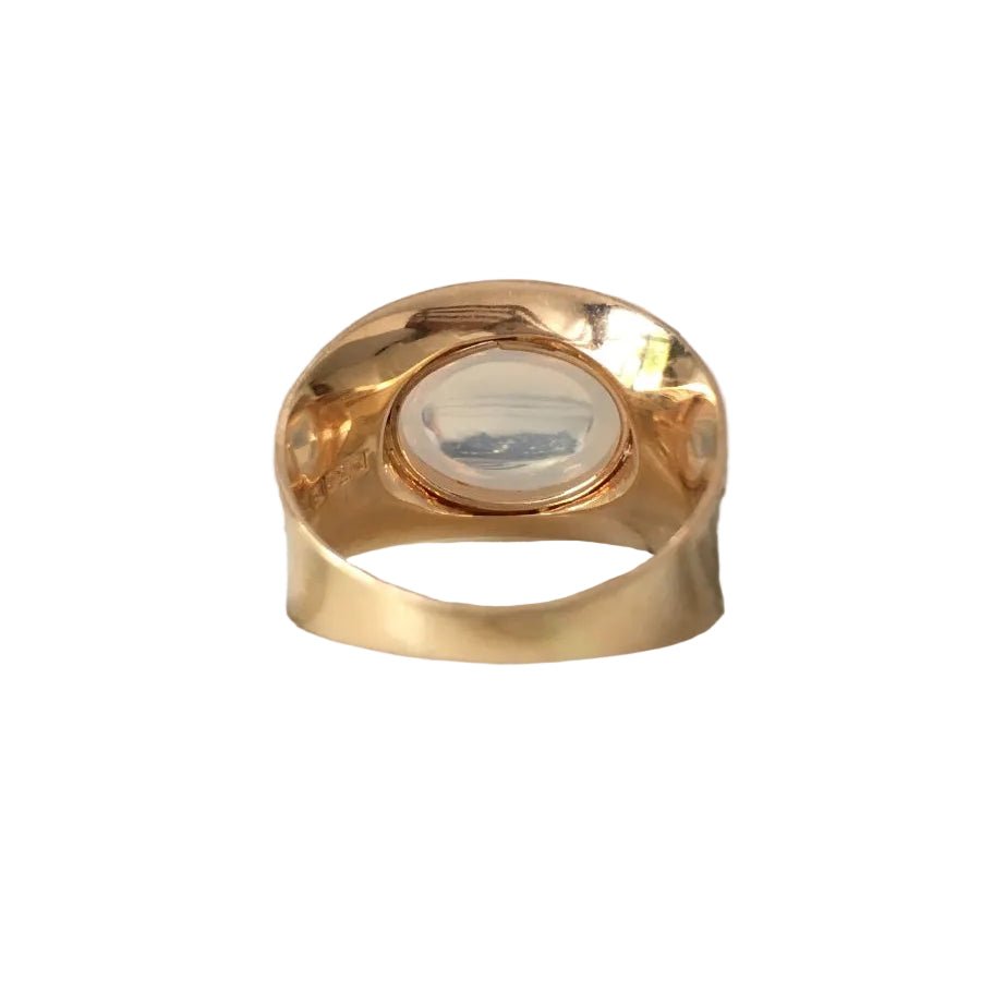 Bague Solitaire en or jaune et pierre de lune - Castafiore
