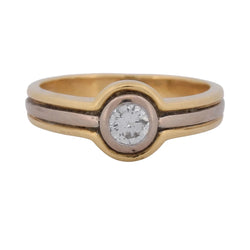 Bague Solitaire en or jaune, or rose et diamant - Castafiore