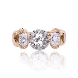 Bague Solitaire en or jaune, platine et diamants - Castafiore