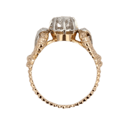Bague Solitaire en or jaune, platine et diamants - Castafiore