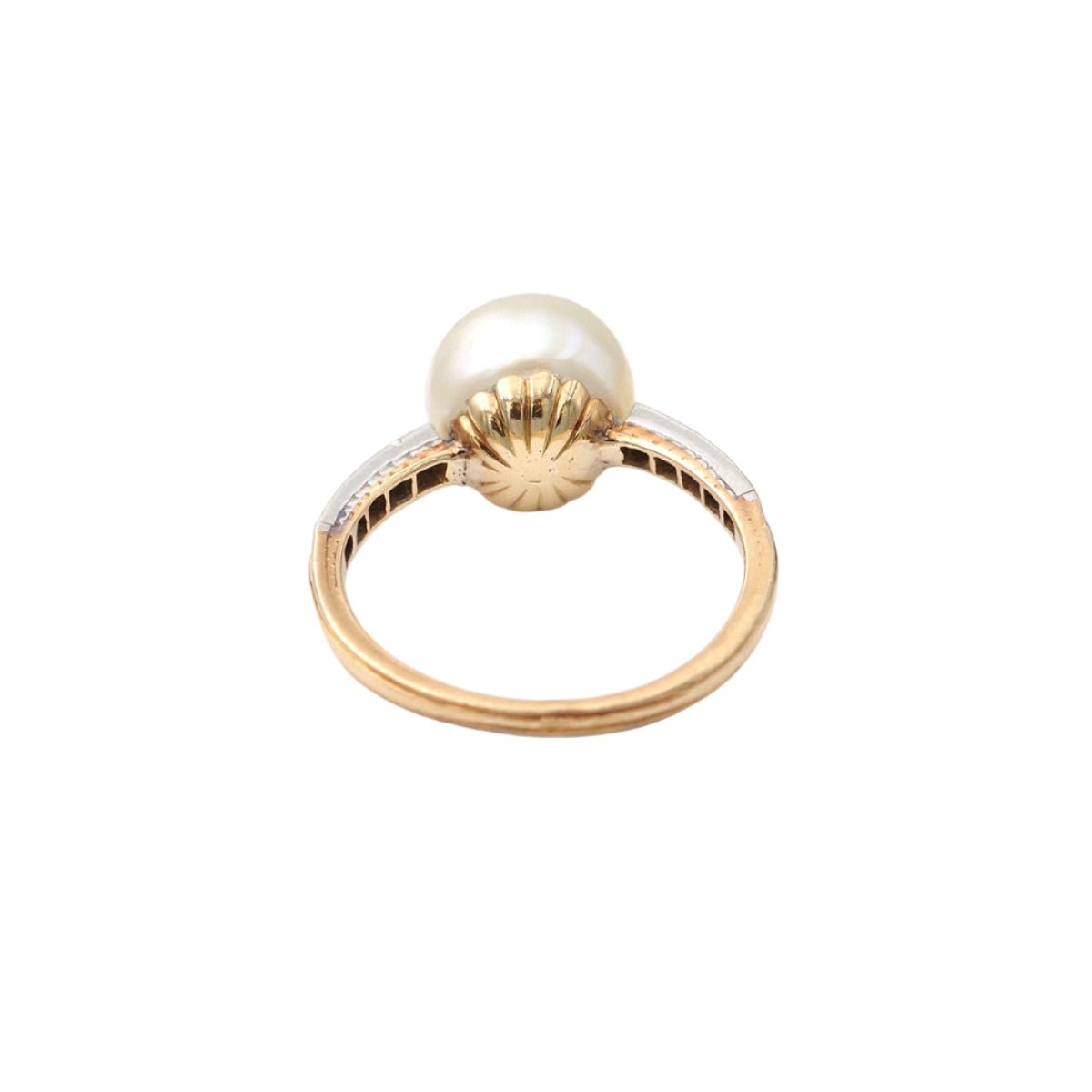 Bague Solitaire en or jaune, platine, perles et diamants - Castafiore