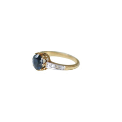 Bague Solitaire en or jaune, platine, saphir et diamants - Castafiore