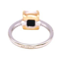 Bague Solitaire en or jaune, quartz, cristal de roche, onyx et diamants - Castafiore