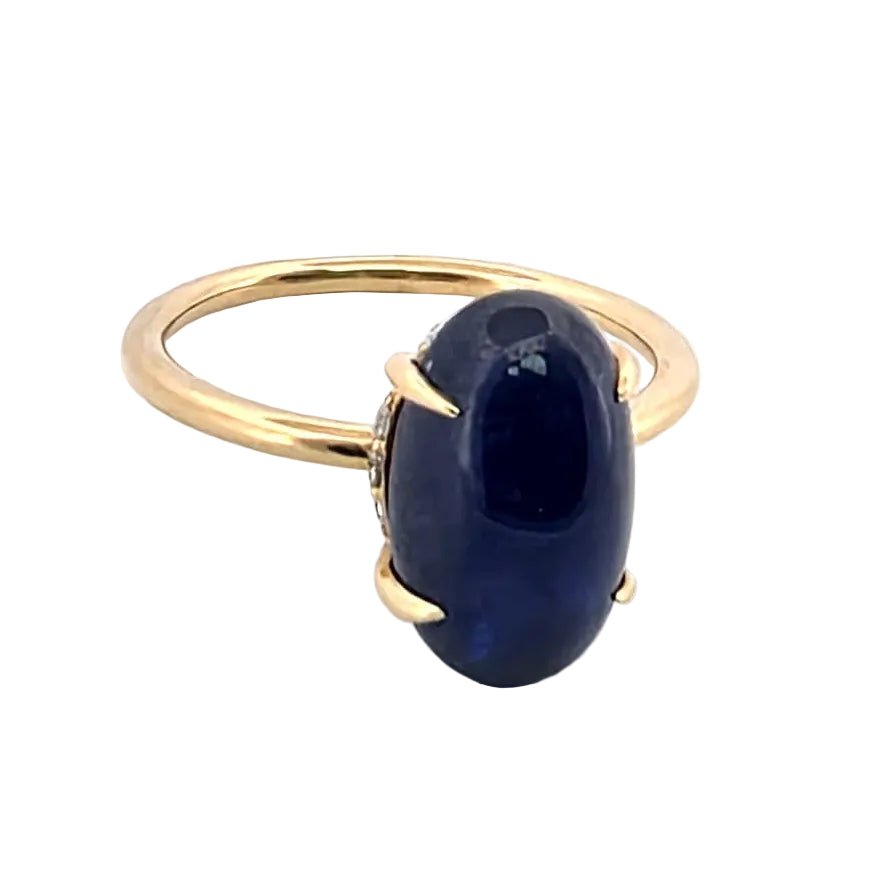 Bague Solitaire en or jaune, saphir et diamants - Castafiore