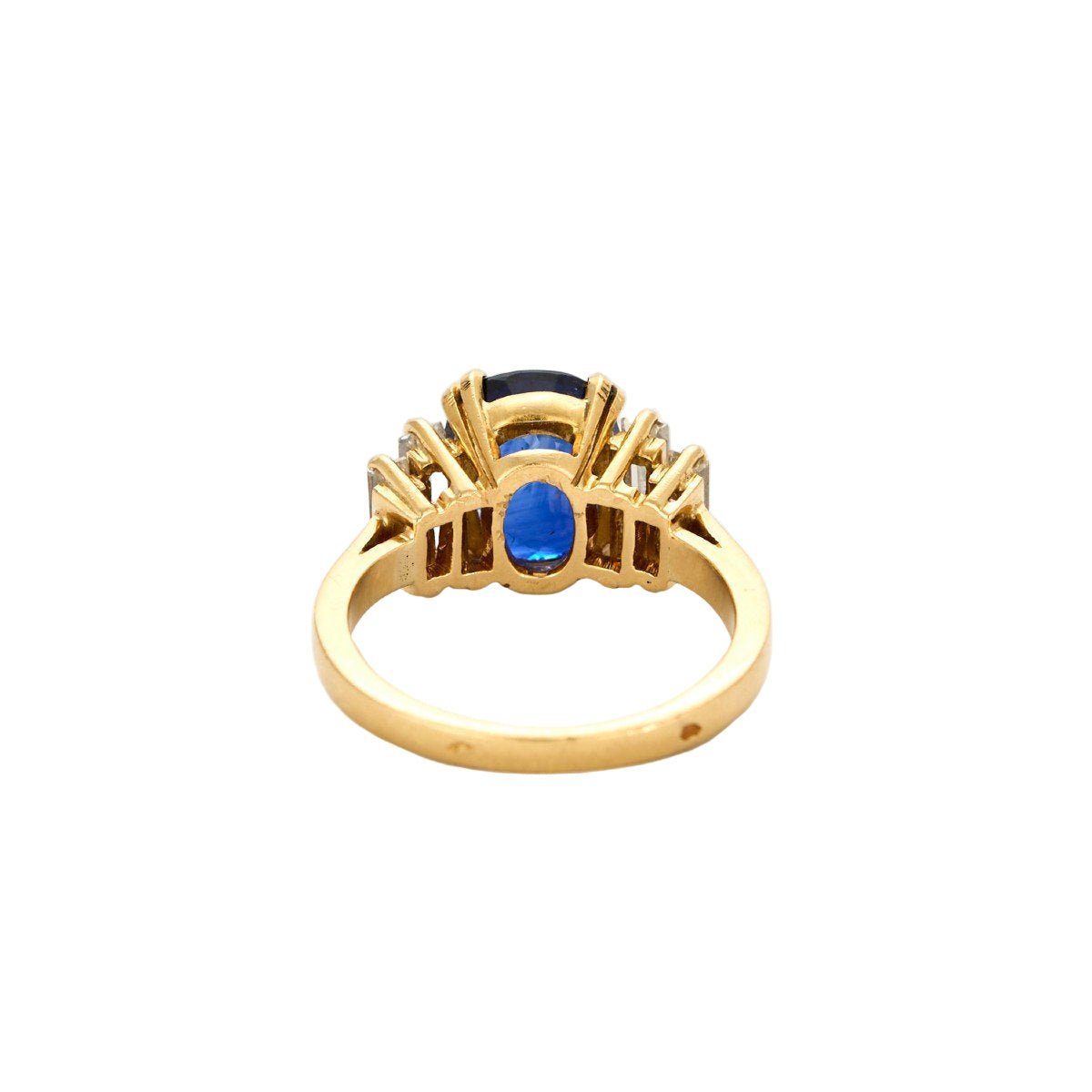 Bague Solitaire en or jaune, saphir, et diamants - Castafiore
