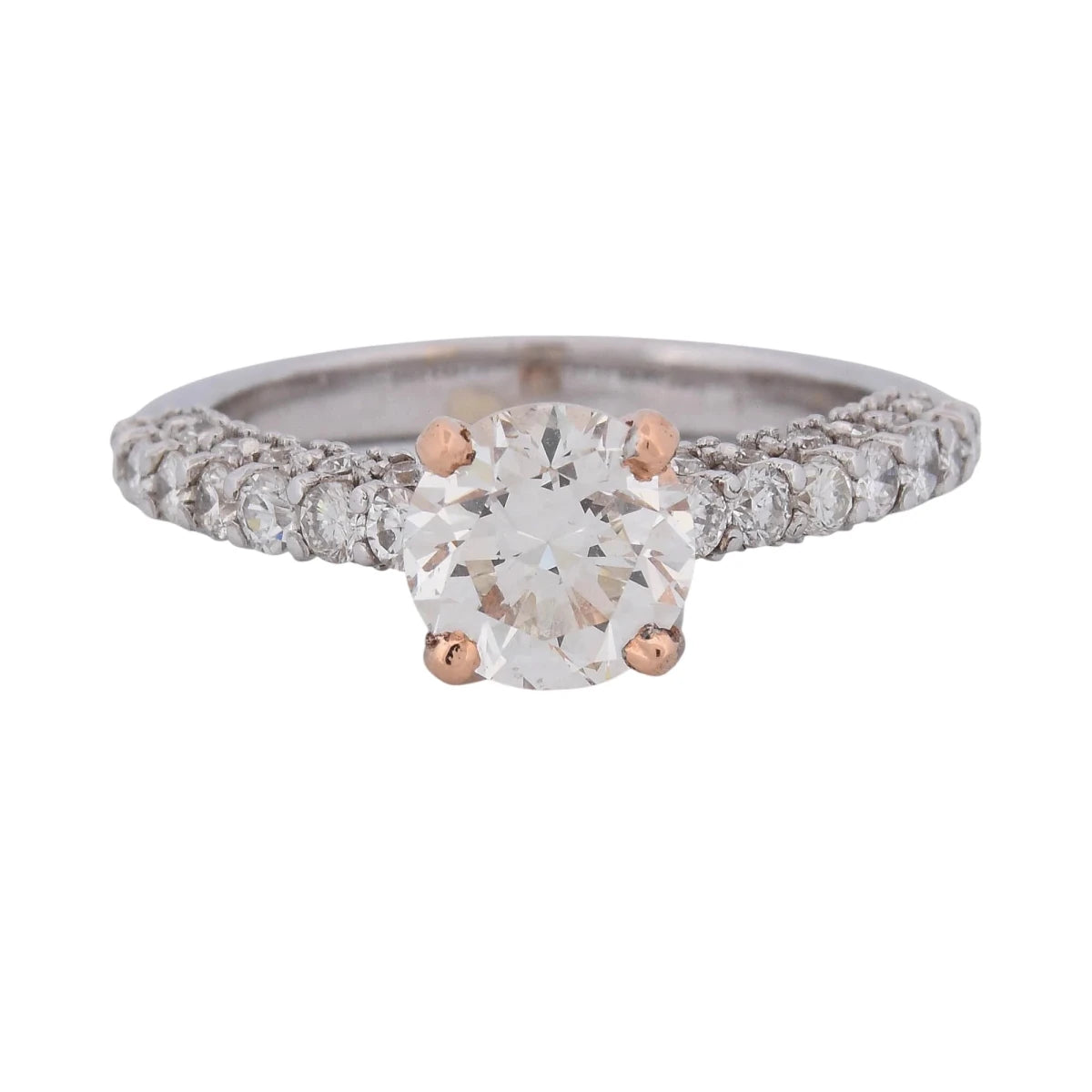Bague Solitaire en or or blanc, or rose et diamants - Castafiore