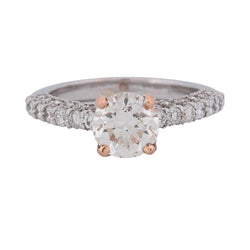 Bague Solitaire en or or blanc, or rose et diamants - Castafiore
