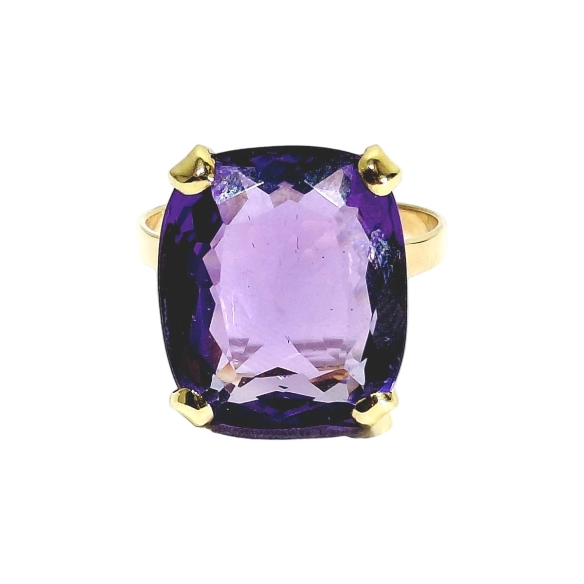 Bague Solitaire en or rose et améthyste - Castafiore