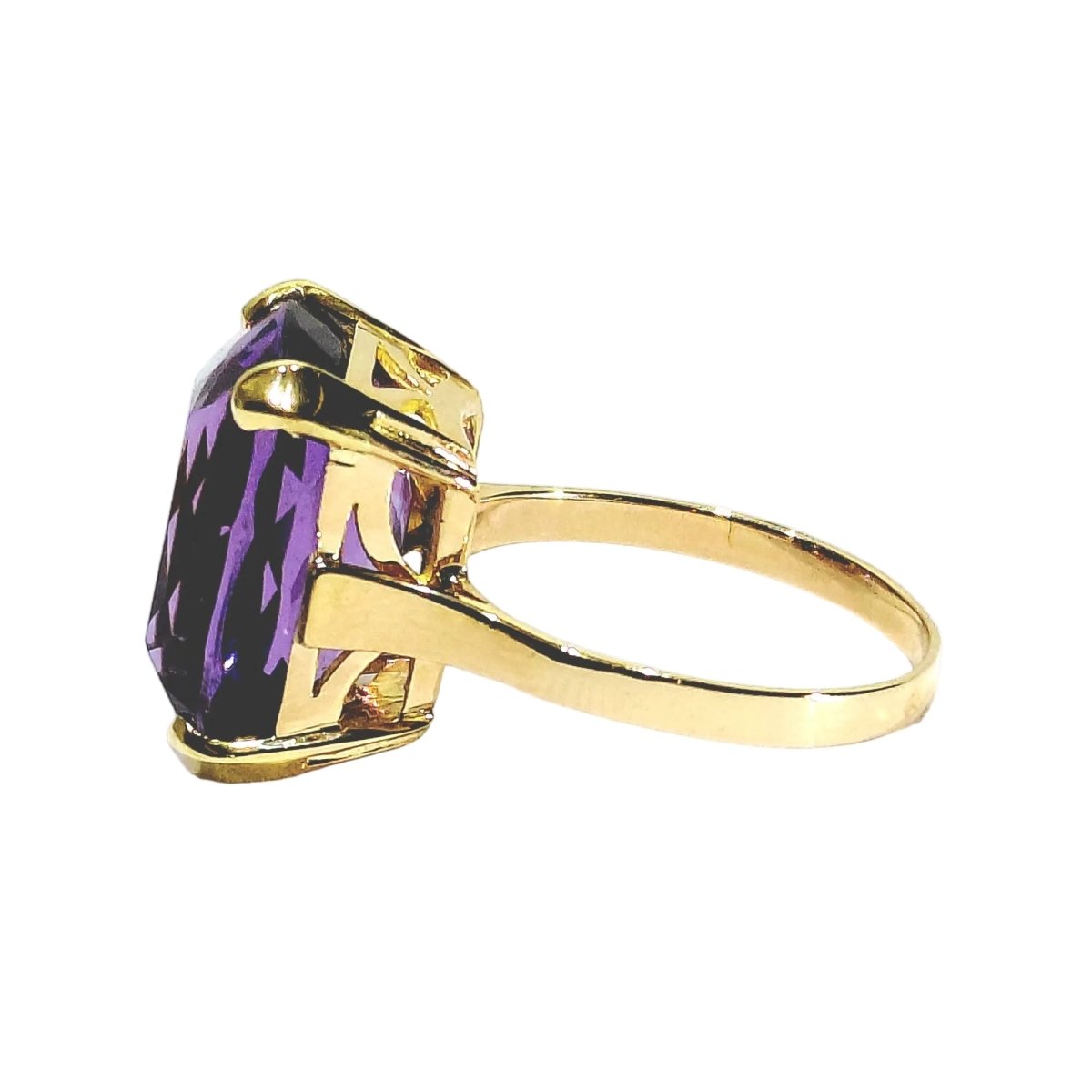 Bague Solitaire en or rose et améthyste - Castafiore