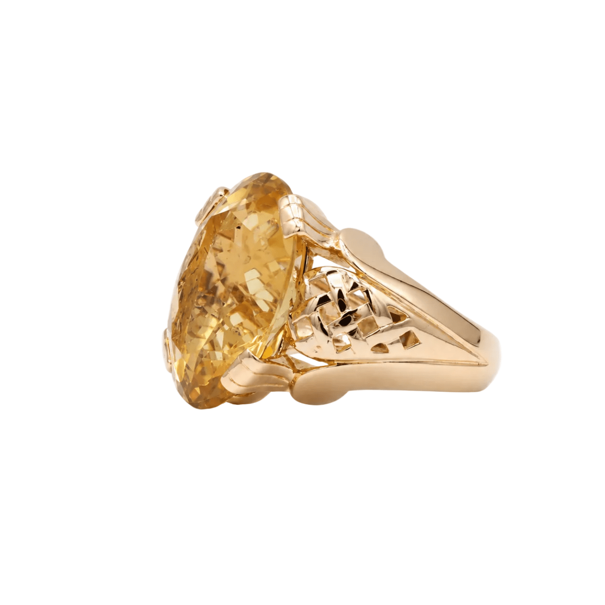 Bague Solitaire en or rose et citrine - Castafiore