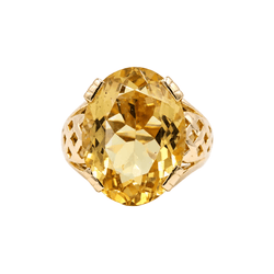 Bague Solitaire en or rose et citrine - Castafiore