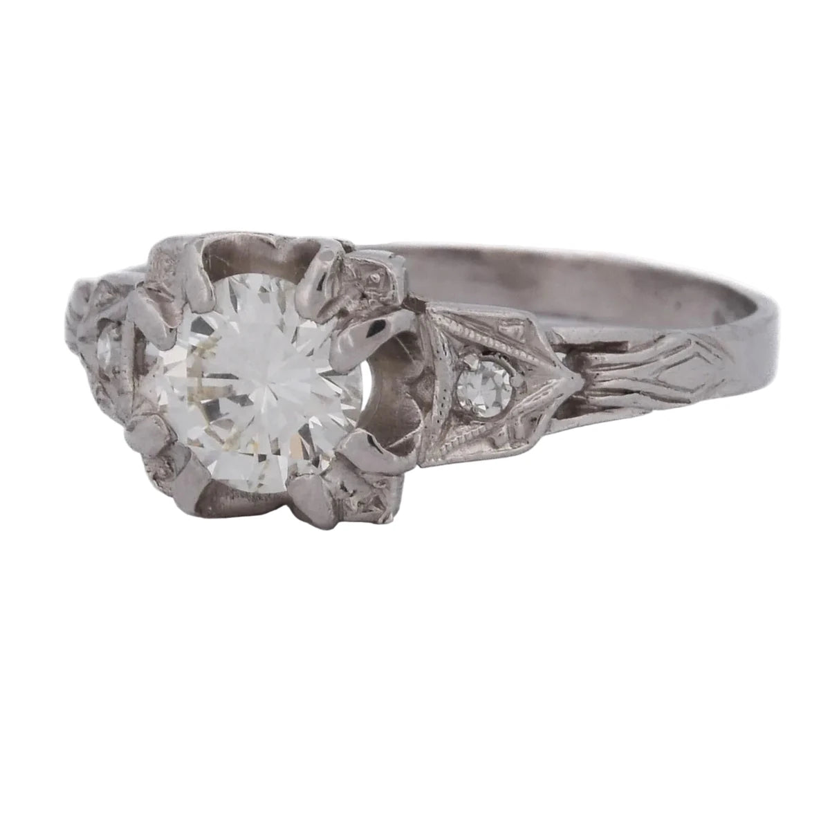 Bague Solitaire en platine et diamants - Castafiore