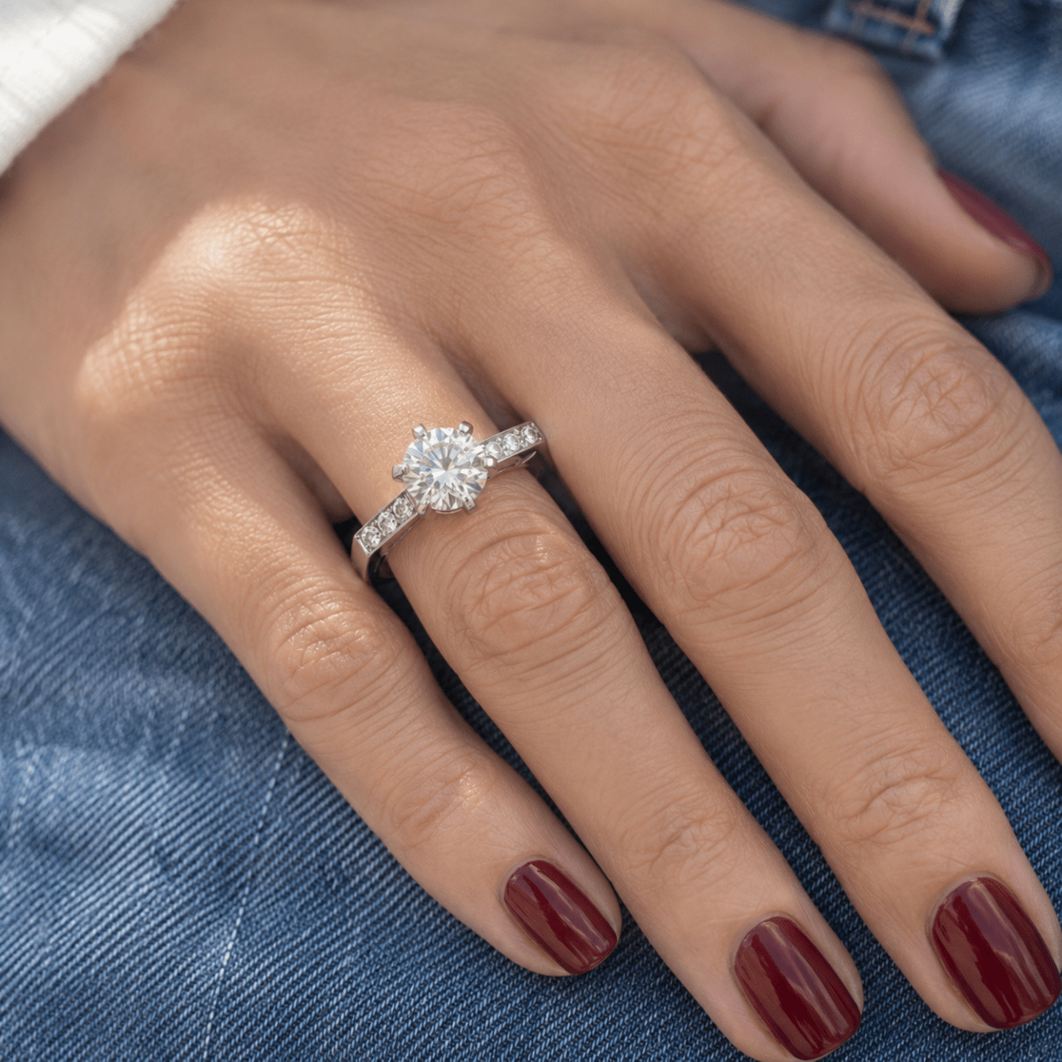 Bague Solitaire en platine et diamants - Castafiore
