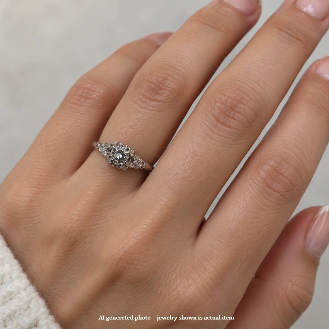 Bague Solitaire en platine et diamants - Castafiore