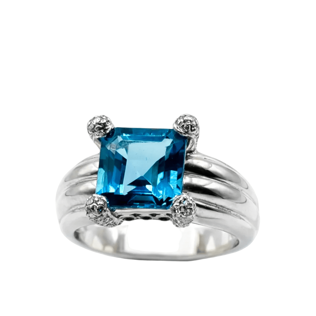Bague Solitaire en platine et topaze - Castafiore