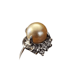 Bague Solitaire en platine, perle et diamants - Castafiore