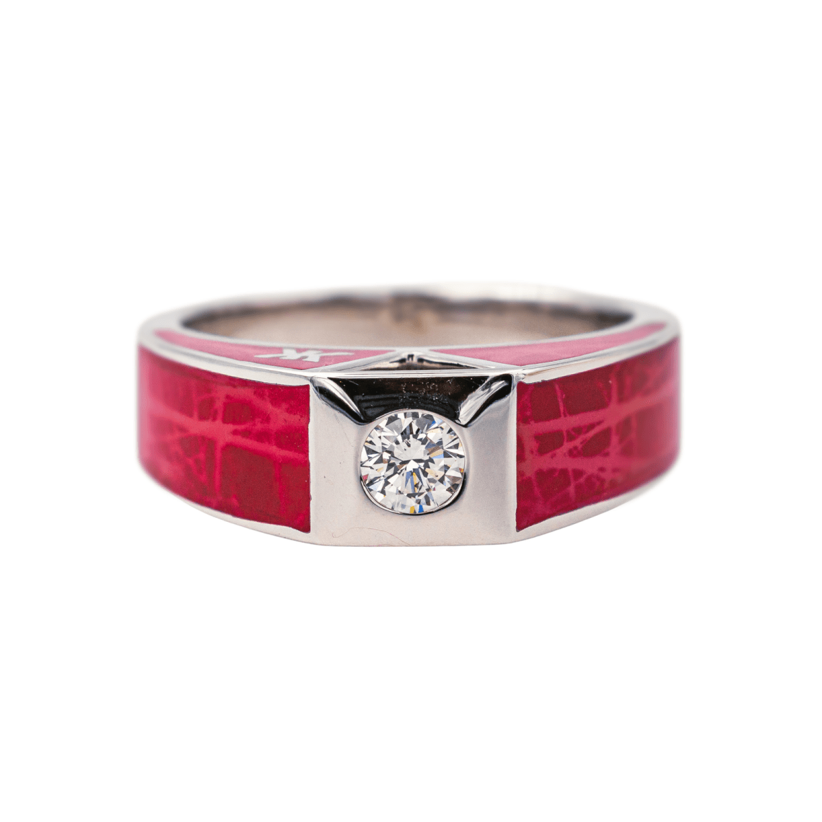 Bague Solitaire KORLOFF en or blanc, laque et diamant - Castafiore