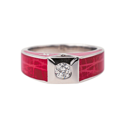 Bague Solitaire KORLOFF en or blanc, laque et diamant - Castafiore