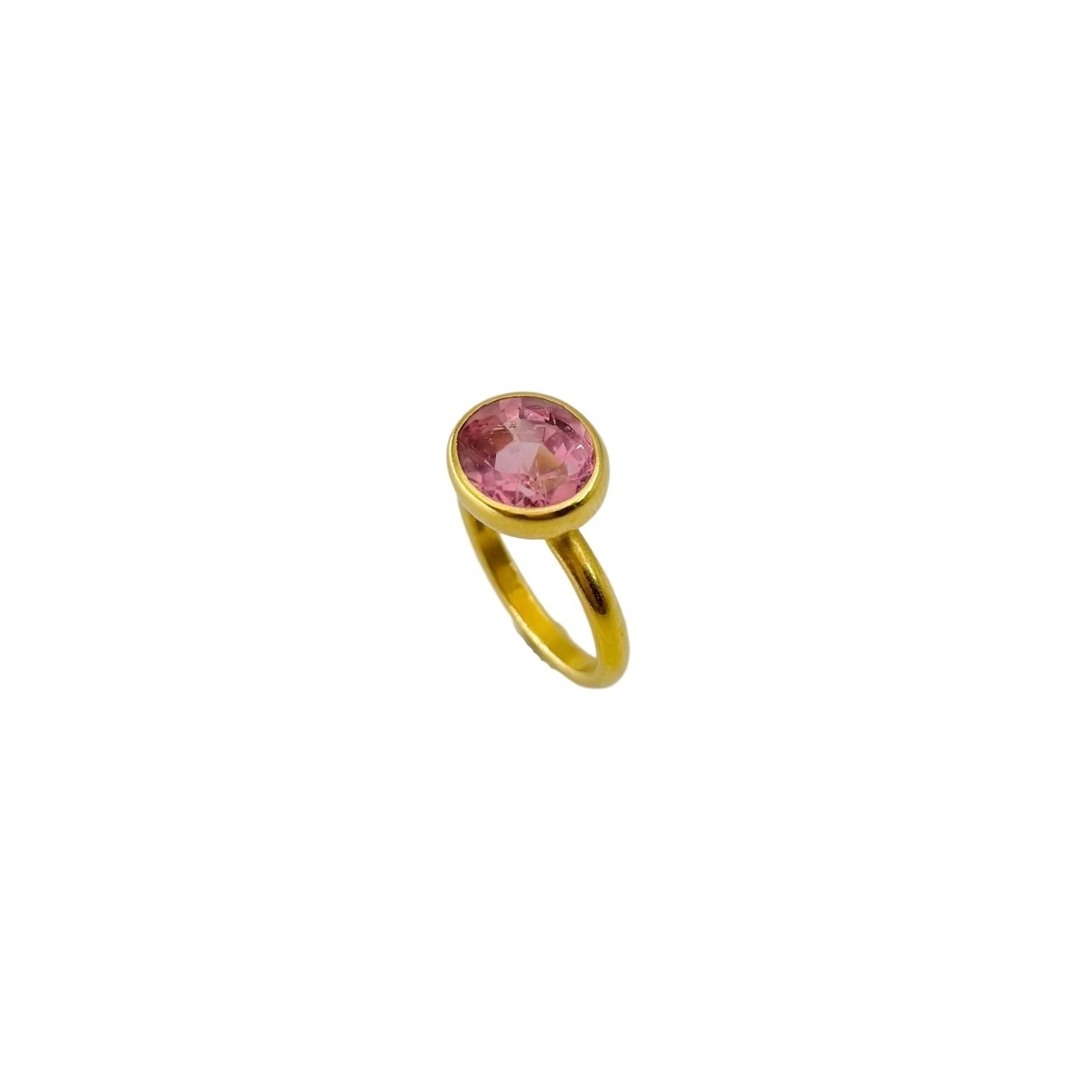 Bague Solitaire MARIE-HÉLÈNE DE TAILLAC "Princesse" en or jaune et tourmaline rose - Castafiore