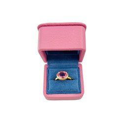 Bague Solitaire MARIE-HÉLÈNE DE TAILLAC "Princesse" en or jaune et tourmaline rose - Castafiore