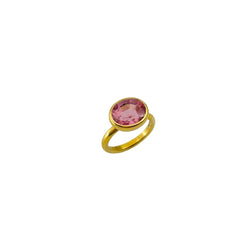 Bague Solitaire MARIE-HÉLÈNE DE TAILLAC Princesse en or jaune et tourmaline rose