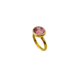 Bague Solitaire MARIE-HÉLÈNE DE TAILLAC Princesse en or jaune et tourmaline rose