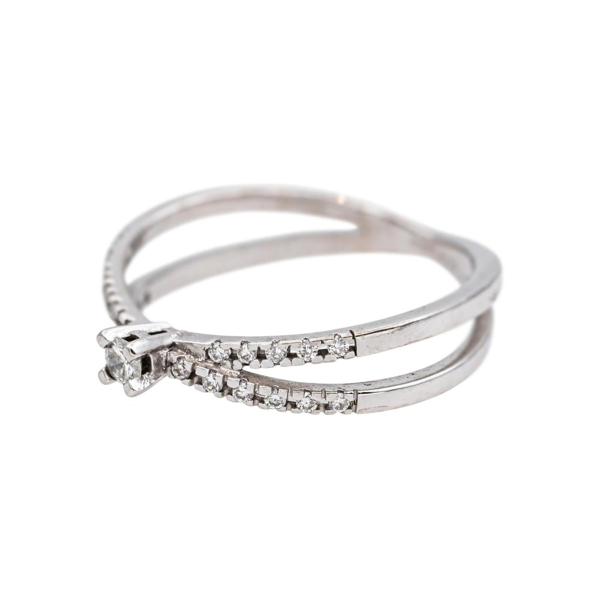 Bague Solitaire MAUBOUSSIN "A la croisée des chemins" en or blanc et diamants - Castafiore