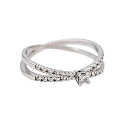Bague Solitaire MAUBOUSSIN "A la croisée des chemins" en or blanc et diamants - Castafiore