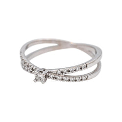 Bague Solitaire MAUBOUSSIN "A la croisée des chemins" en or blanc et diamants - Castafiore