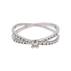 Bague Solitaire MAUBOUSSIN "A la croisée des chemins" en or blanc et diamants - Castafiore
