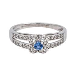 Bague Solitaire MAUBOUSSIN "Chance of Love" en or blanc, saphir et diamants - Castafiore